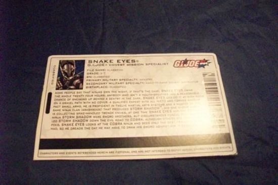 Picture of 2005 snakeeyes filecard