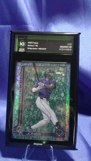 Picture of 2025 topps series 1 greg jones holiday rc #36 degree 10